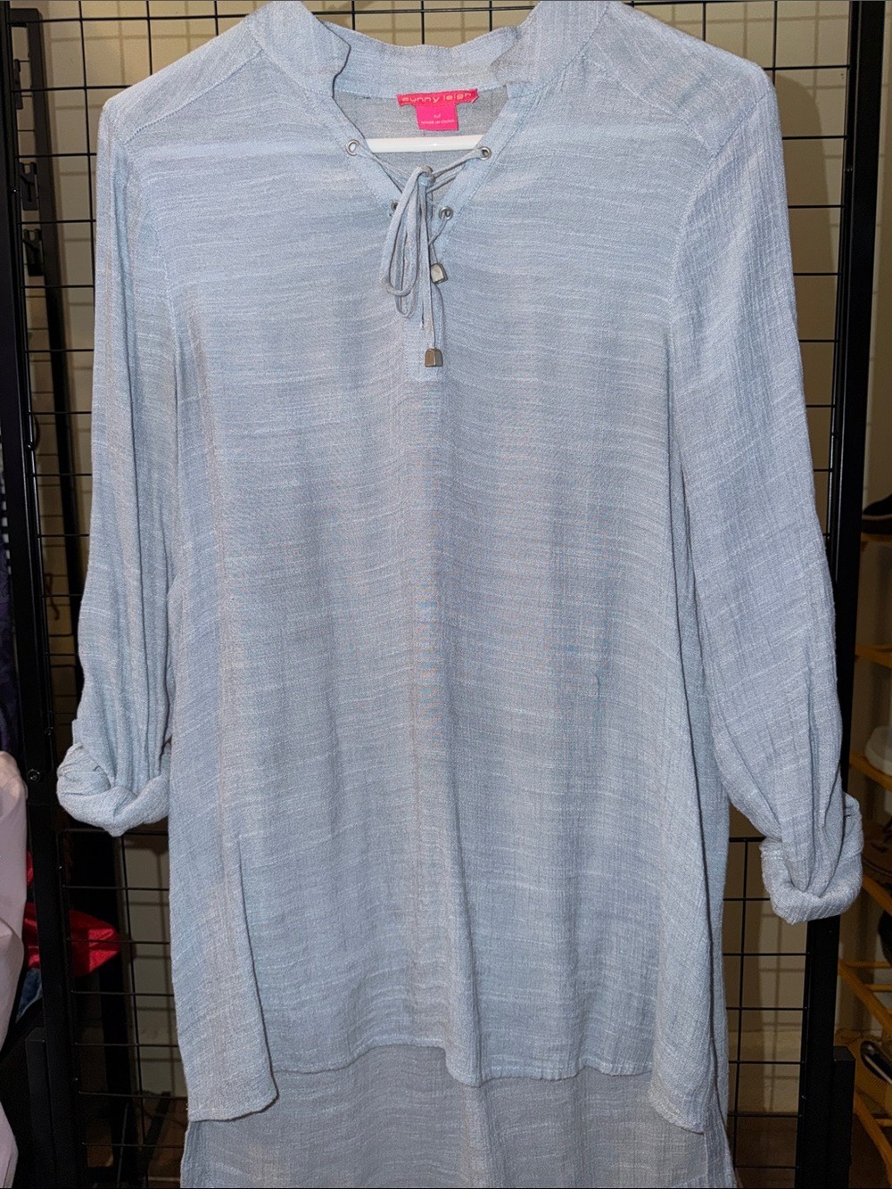 Sunny Leigh Light Blue Lace-Up Top
